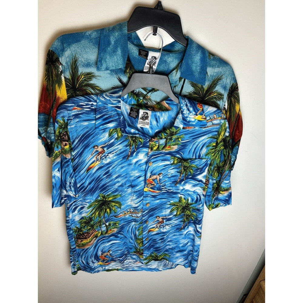 Kennington Hawaiian Shirt Aloha Surfing And Hula Men's Size LG Lot Of 2